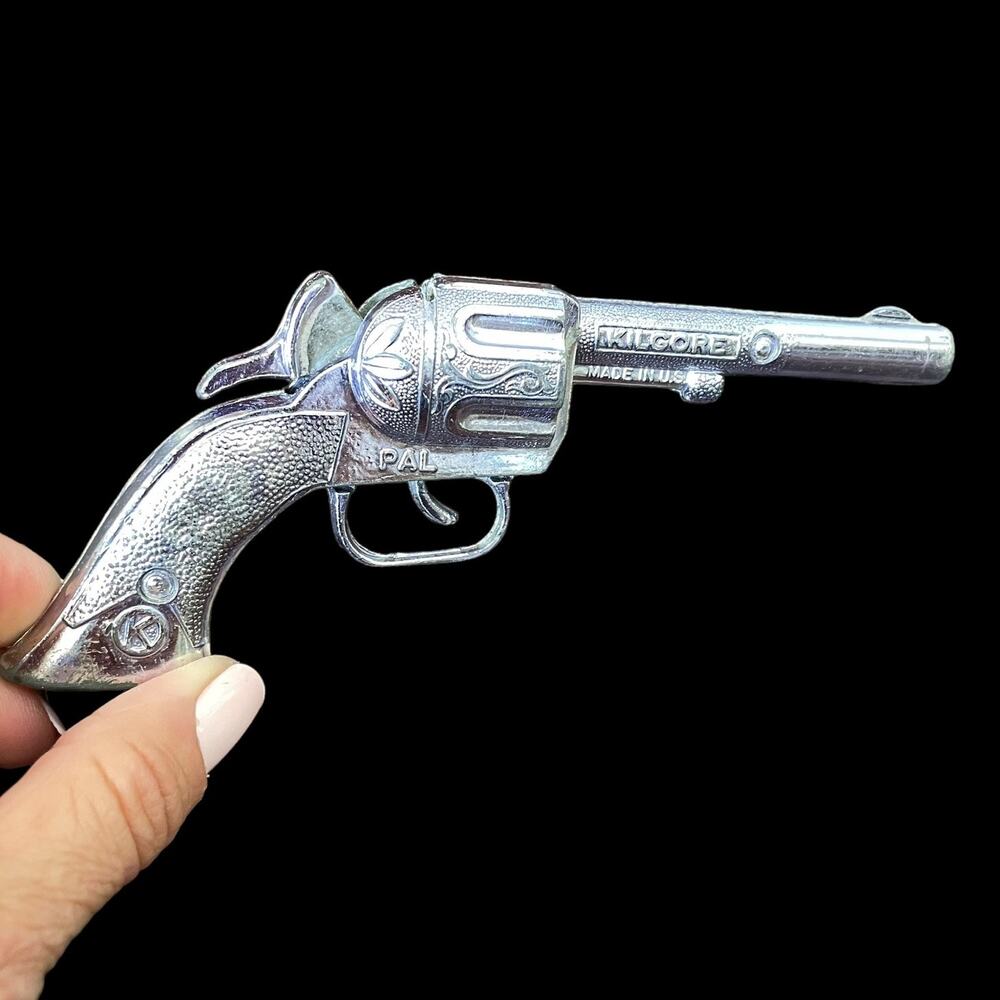 Vintage Kilgore Pal Cap Gun Toy Silver Cowboy Pistol Western Revolver READ